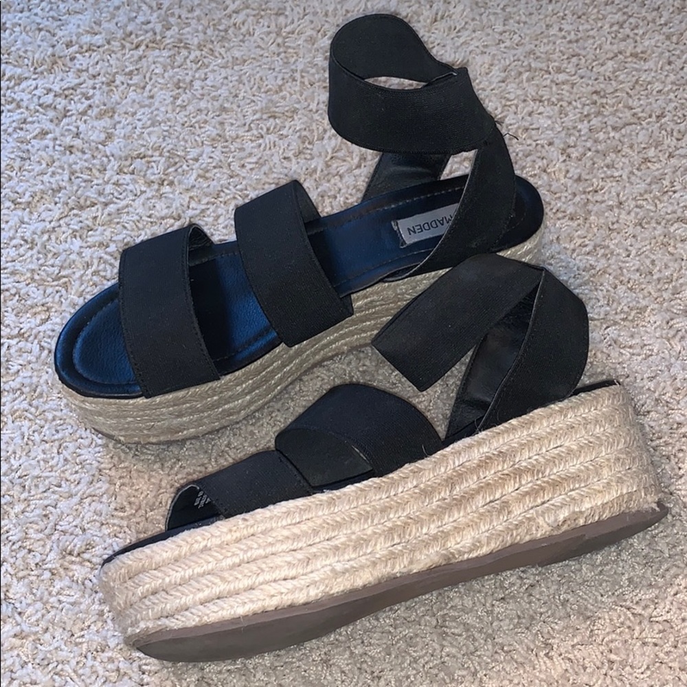 Steve Madden Strappy Black Platform Sandals